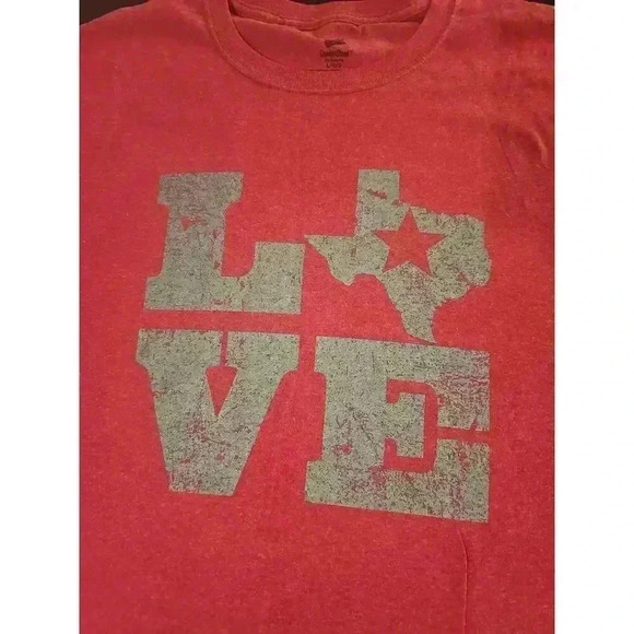 Womens Love TEXAS Red Gray Short Sleeve Graphic Tee Large - Picture 4 of 5